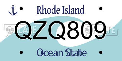 QZQ809 Rhode Island License Plate