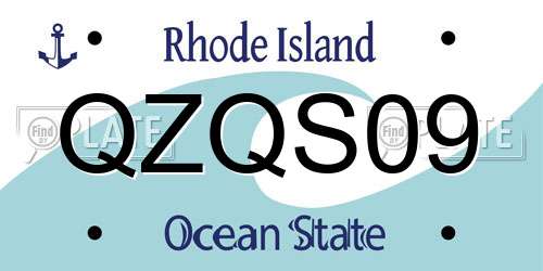 QZQS09 Rhode Island License Plate