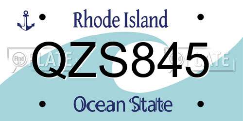 QZS845 Rhode Island License Plate