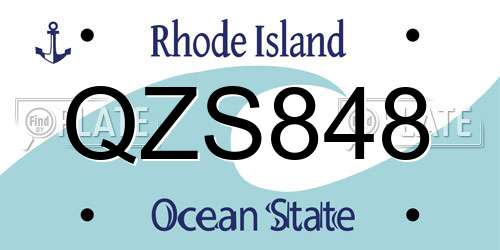QZS848 Rhode Island License Plate