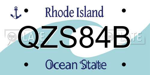 QZS84B Rhode Island License Plate
