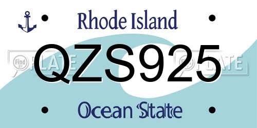 QZS925 Rhode Island License Plate
