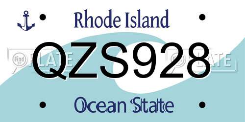 QZS928 Rhode Island License Plate