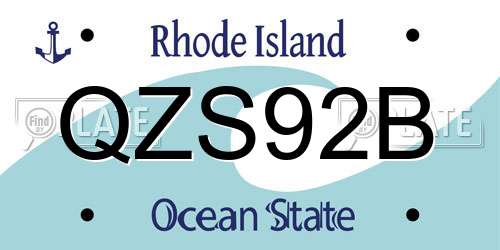 QZS92B Rhode Island License Plate
