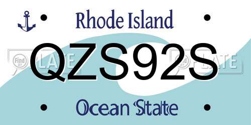 QZS92S Rhode Island License Plate