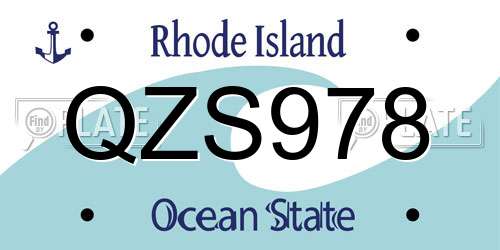 QZS978 Rhode Island License Plate