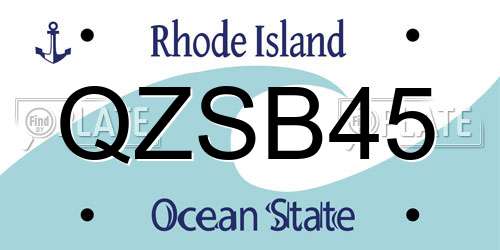 QZSB45 Rhode Island License Plate