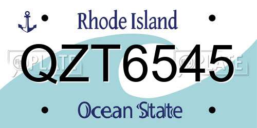 QZT6545 Rhode Island License Plate