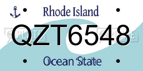 QZT6548 Rhode Island License Plate