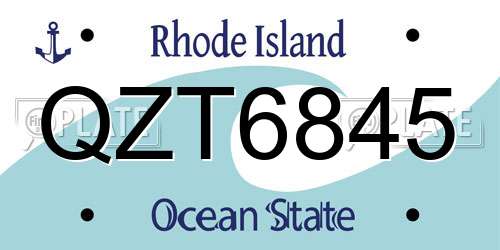 QZT6845 Rhode Island License Plate