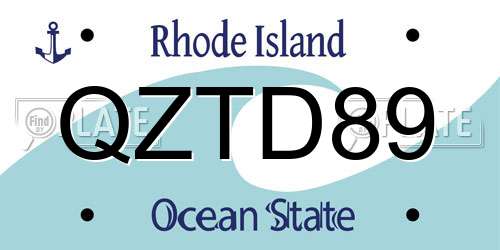 QZTD89 Rhode Island License Plate