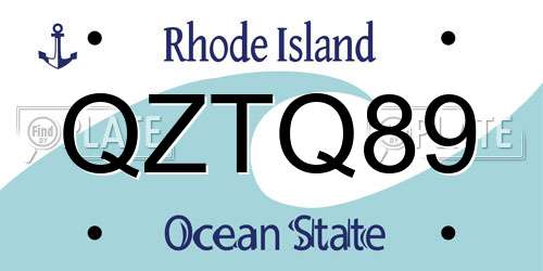 QZTQ89 Rhode Island License Plate