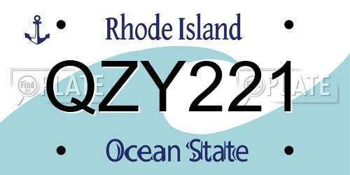 QZY221 Rhode Island License Plate