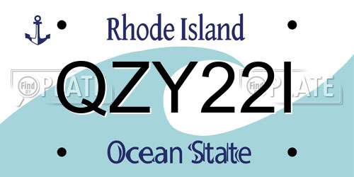 QZY22I Rhode Island License Plate