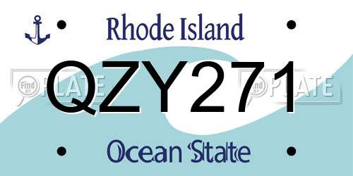 QZY271 Rhode Island License Plate