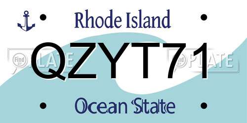 QZYT71 Rhode Island License Plate