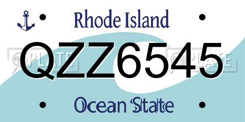 QZZ6545 Rhode Island License Plate