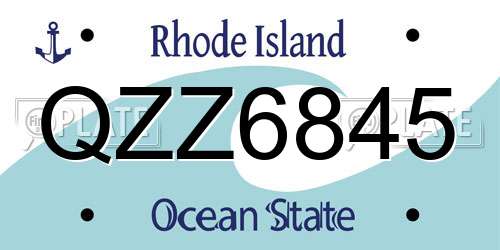 QZZ6845 Rhode Island License Plate