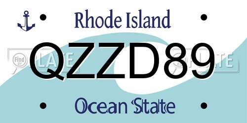 QZZD89 Rhode Island License Plate