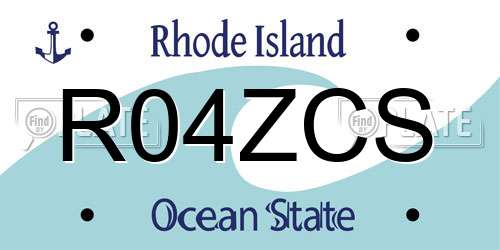 R04ZCS Rhode Island License Plate