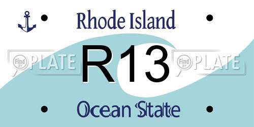 R13 Rhode Island License Plate