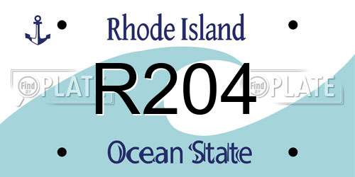 R204 Rhode Island License Plate