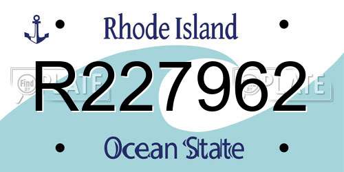 R227962 Rhode Island License Plate