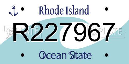 R227967 Rhode Island License Plate