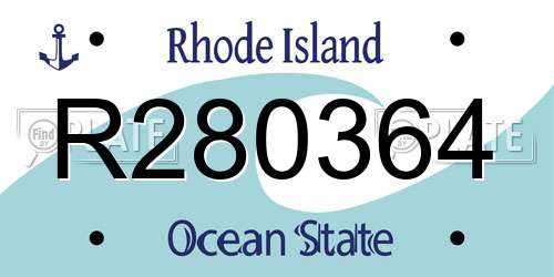 R280364 Rhode Island License Plate
