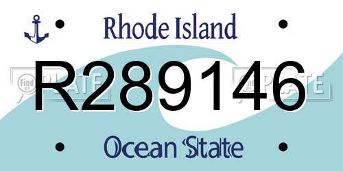 R289146 Rhode Island License Plate