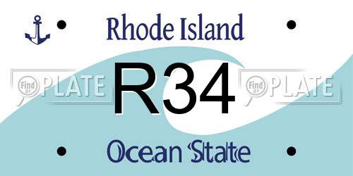 R34 Rhode Island License Plate