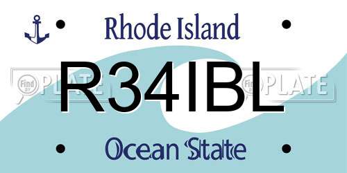 R34IBL Rhode Island License Plate