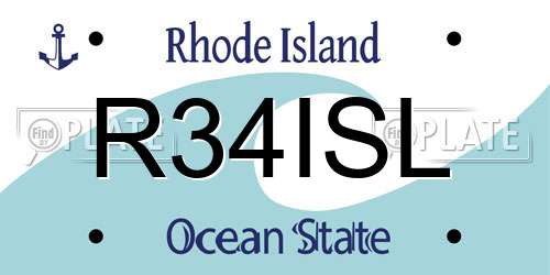 R34ISL Rhode Island License Plate