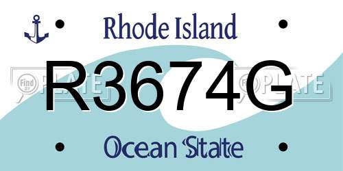 R3674G Rhode Island License Plate