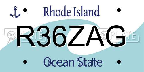 R36ZAG Rhode Island License Plate