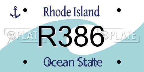 R386 Rhode Island License Plate