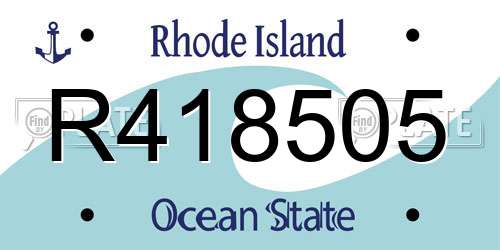 R418505 Rhode Island License Plate