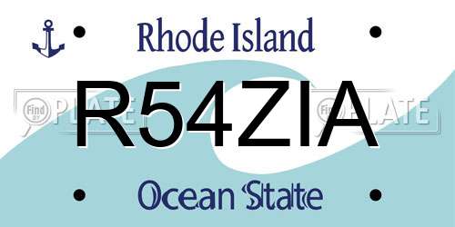 R54ZIA Rhode Island License Plate