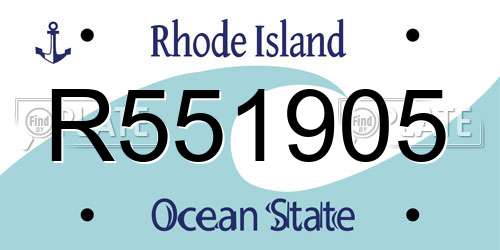 R551905 Rhode Island License Plate