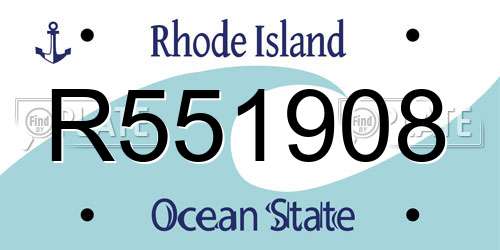 R551908 Rhode Island License Plate