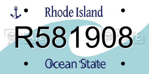 R581908 Rhode Island License Plate
