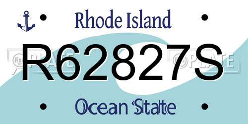 R62827S Rhode Island License Plate