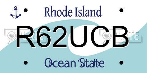 R62UCB Rhode Island License Plate