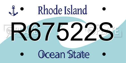 R67522S Rhode Island License Plate