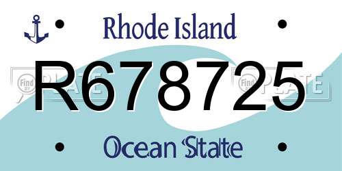 R678725 Rhode Island License Plate