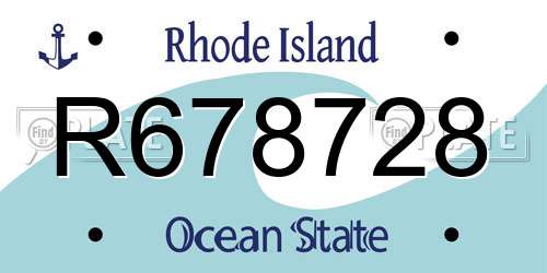 R678728 Rhode Island License Plate