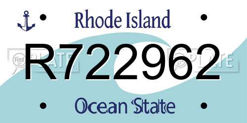 R722962 Rhode Island License Plate