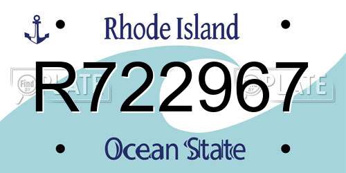 R722967 Rhode Island License Plate