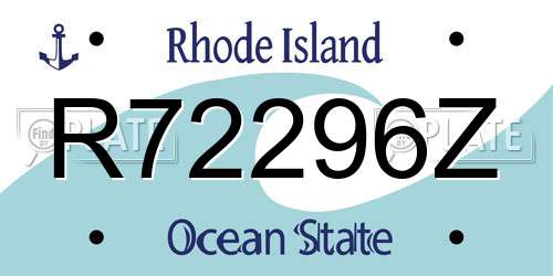 R72296Z Rhode Island License Plate