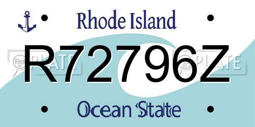 R72796Z Rhode Island License Plate